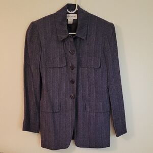 Jones New York Women's Navy Striped Blazer
